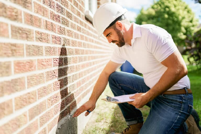expert inspects residential home foundation